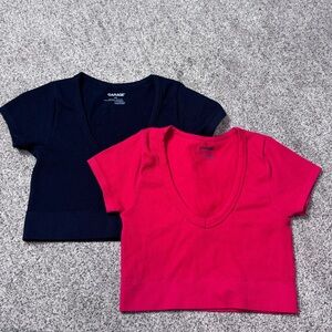 Garage Red & Black Crop Tops